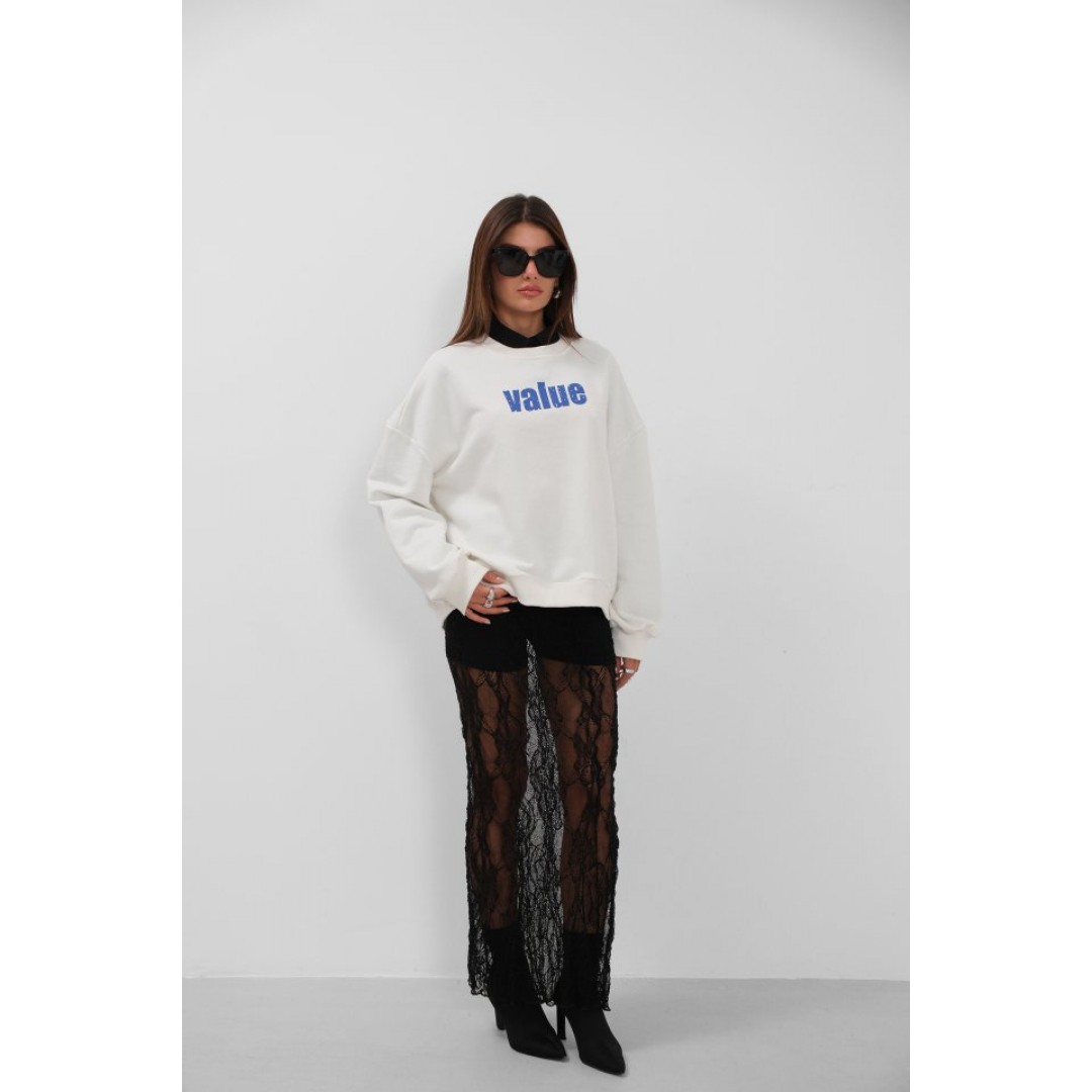 Baskılı Sıfır Yaka Oversize Sweatshirt 146665 Baskılı Sıfır Yaka Oversize Sweatshirt 146665