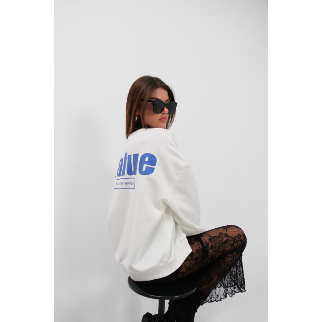 Baskılı Sıfır Yaka Oversize Sweatshirt 146665 Baskılı Sıfır Yaka Oversize Sweatshirt 146665