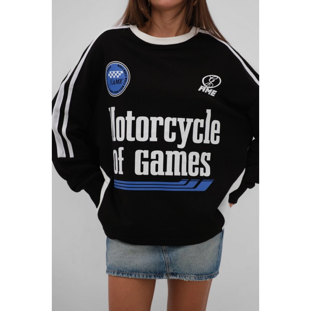 Şerit Detay Baskılı Oversize Sweatshirt 146666 Şerit Detay Baskılı Oversize Sweatshirt 146666