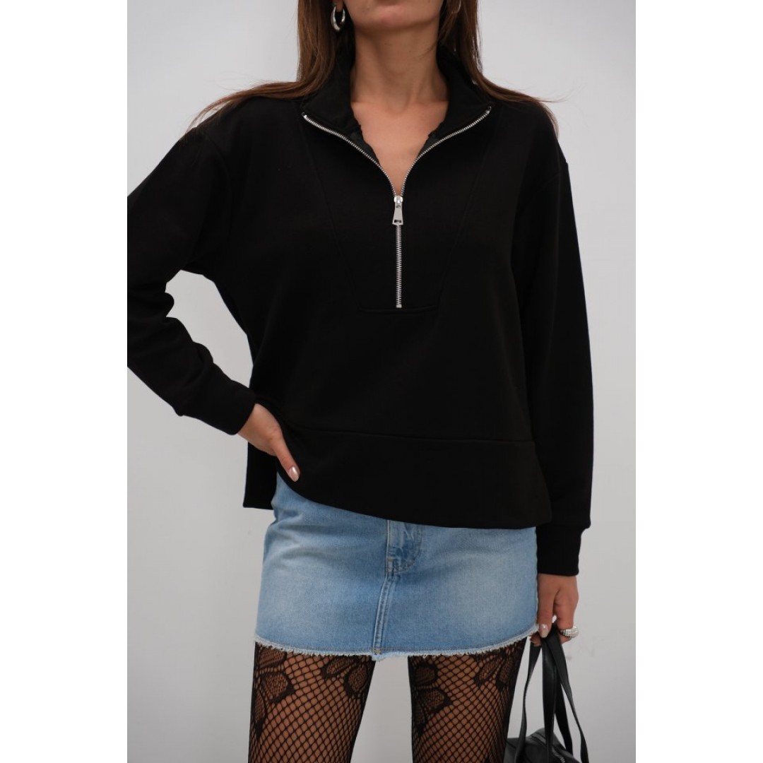 Fermuar Ve Dikiş Detaylı Sweatshirt 146667
