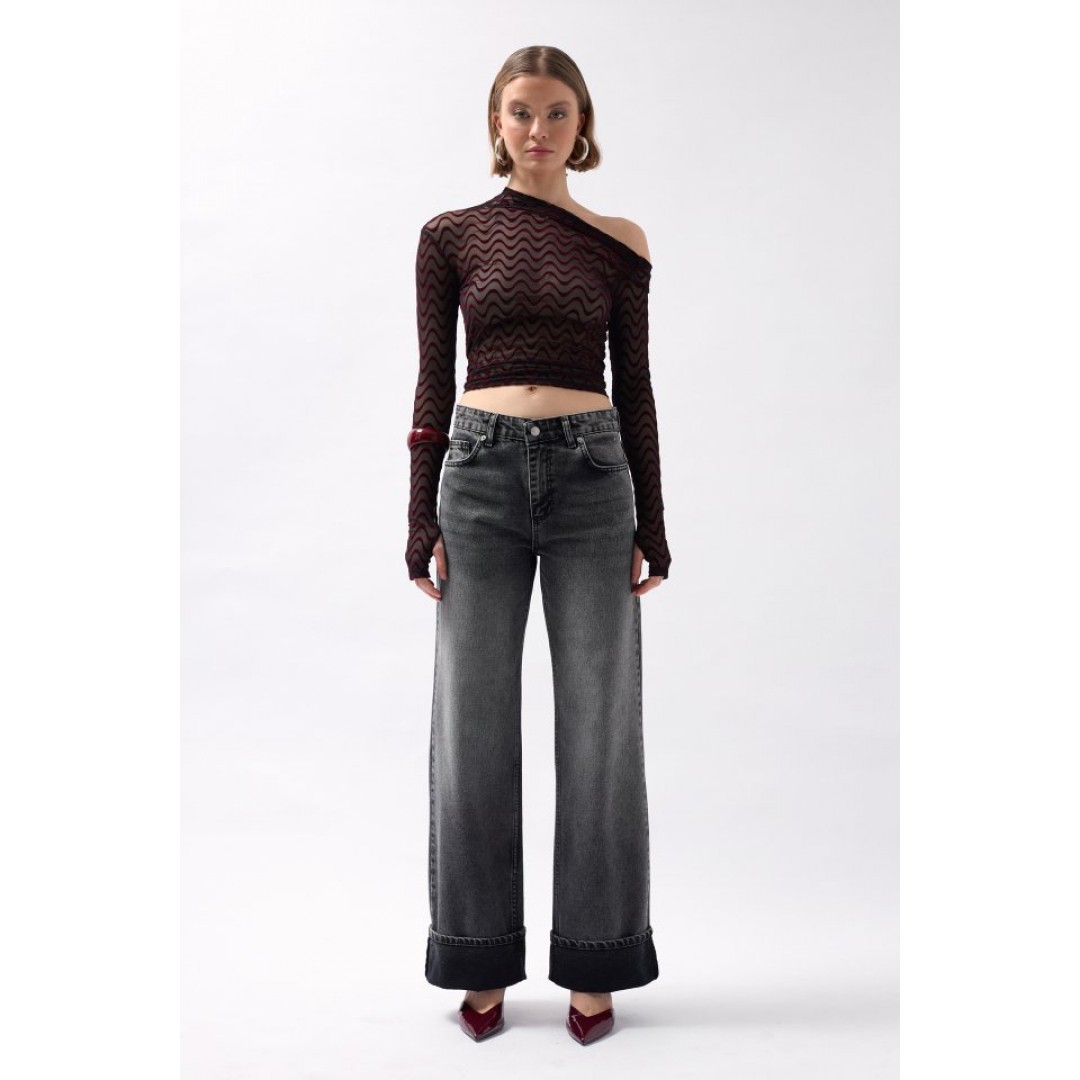 Paça Katlamalı Yüksek Bel Jean 146727 Paça Katlamalı Yüksek Bel Jean 146727