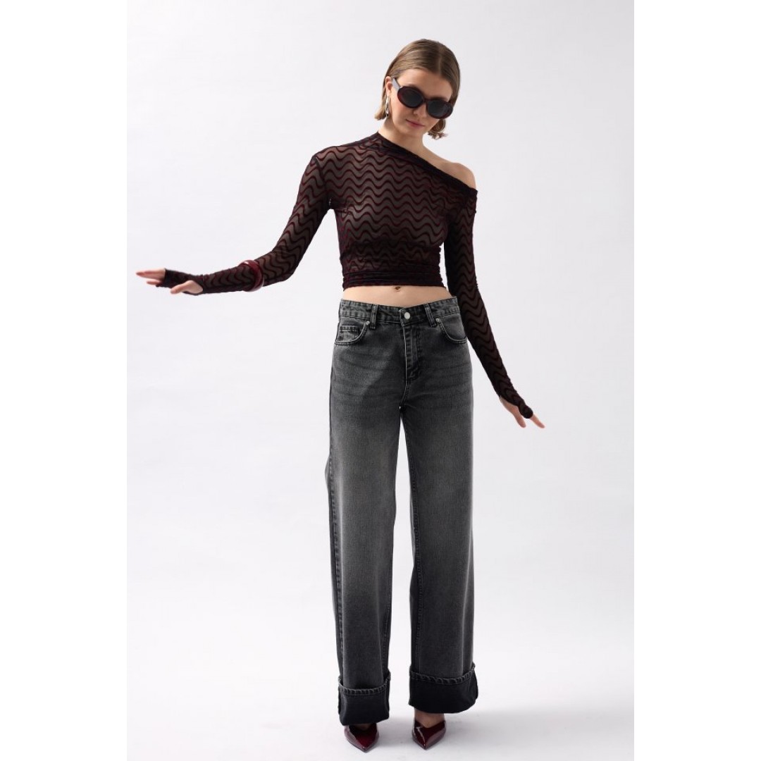 Paça Katlamalı Yüksek Bel Jean 146727 Paça Katlamalı Yüksek Bel Jean 146727