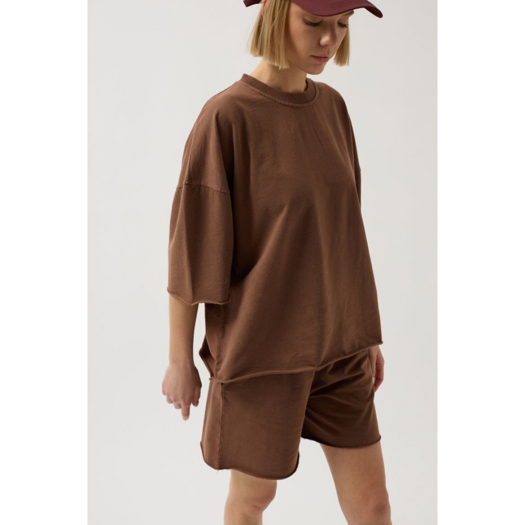 Oversize Lazer Kesim Bisiklet Yaka T-Shirt