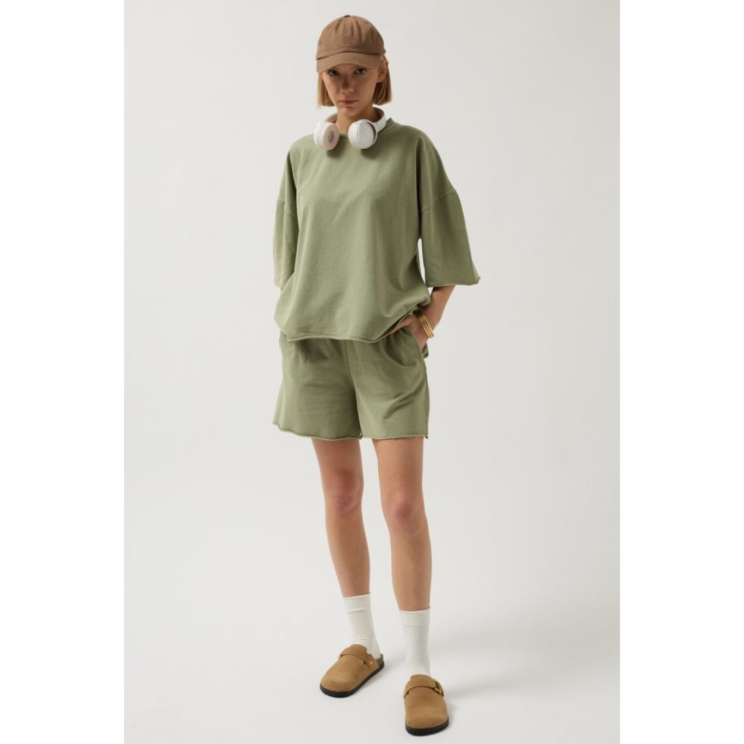 Oversize Lazer Kesim Bisiklet Yaka T-Shirt 146766 Oversize Lazer Kesim Bisiklet Yaka T-Shirt 146766
