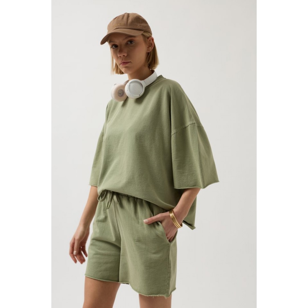 Oversize Lazer Kesim Bisiklet Yaka T-Shirt 146766 Oversize Lazer Kesim Bisiklet Yaka T-Shirt 146766