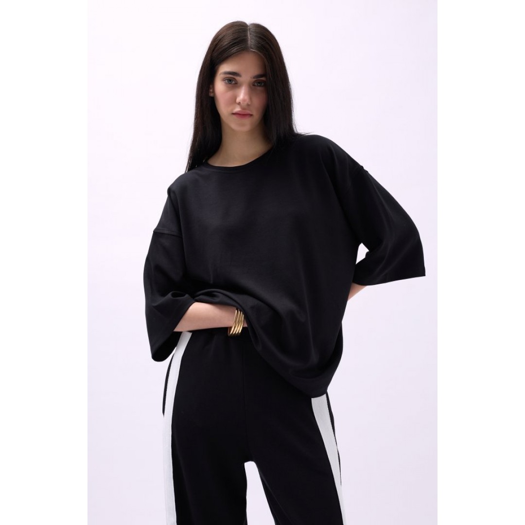 Bisiklet Yaka Oversize T-Shirt 146773