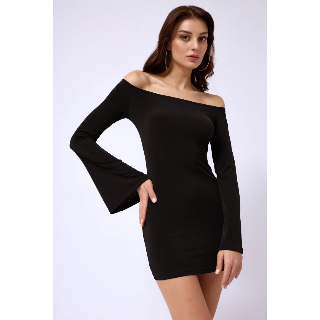 Volan Kol Straplez Mini Elbise 146792 Volan Kol Straplez Mini Elbise 146792