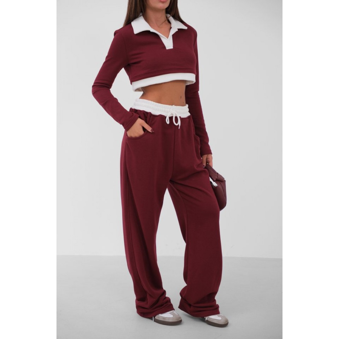 Polo Yaka Garnili Crop Sweatshirt - 146827 Polo Yaka Garnili Crop Sweatshirt - 146827
