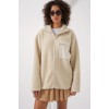 55446 Fermuarlı Oversize Peluş Ceket Mont - Krem 146948 55446 Fermuarlı Oversize Peluş Ceket Mont - Krem 146948