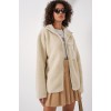 55446 Fermuarlı Oversize Peluş Ceket Mont - Krem 146948 55446 Fermuarlı Oversize Peluş Ceket Mont - Krem 146948