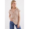 20123 Polo Yaka Örme Bluz - Bej 147449 20123 Polo Yaka Örme Bluz - Bej 147449