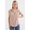 20123 Polo Yaka Örme Bluz - Bej 147449 20123 Polo Yaka Örme Bluz - Bej 147449