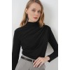 925 Büzgü Detaylı Sandy Bluz - Siyah 147932