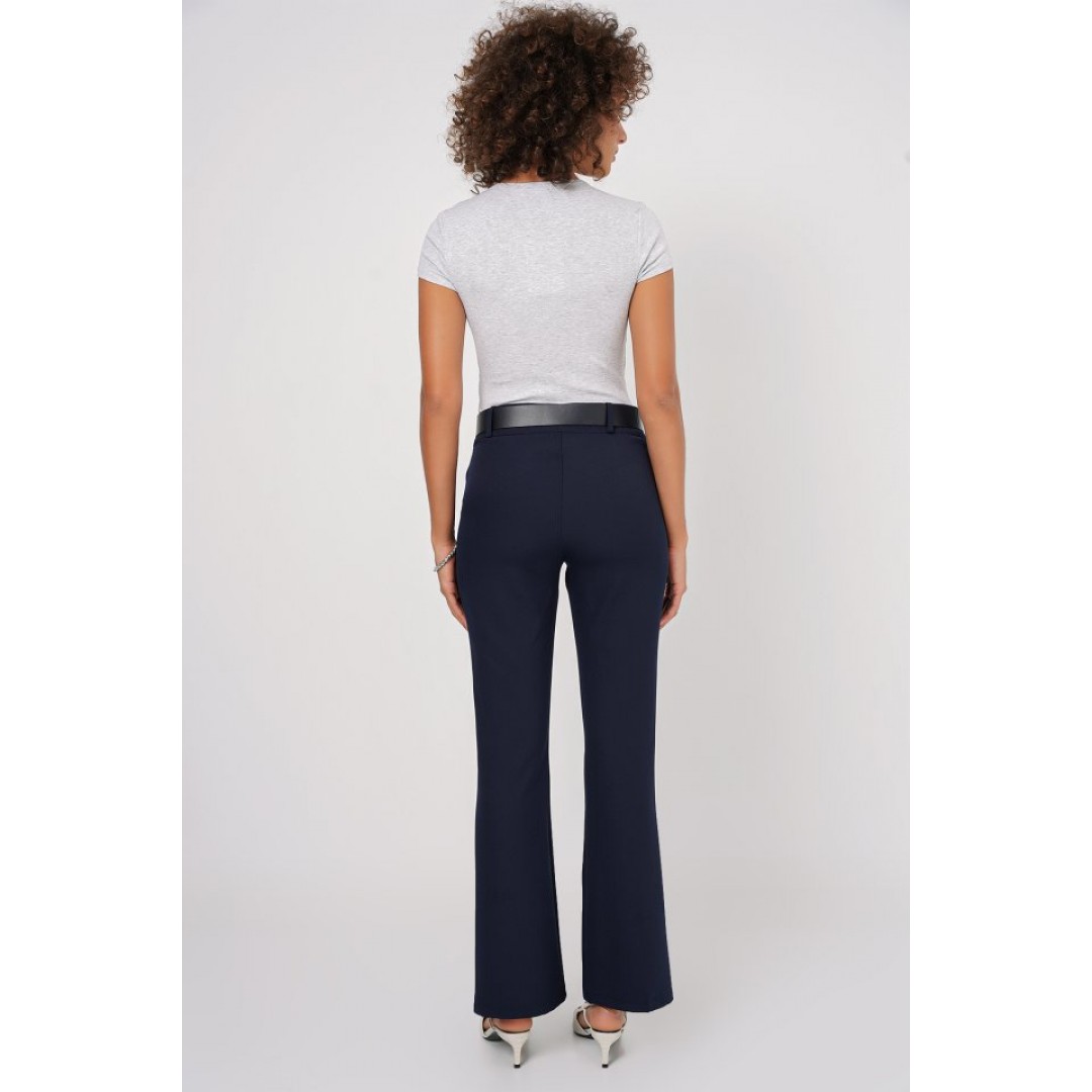6538 Kemerli İspanyol Paça Pantolon - Lacivert 149002 6538 Kemerli İspanyol Paça Pantolon - Lacivert 149002