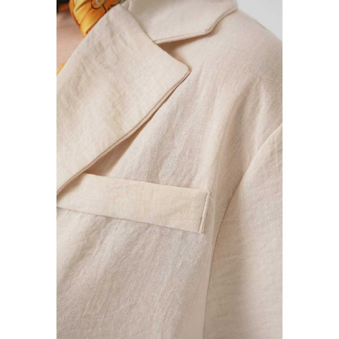 0706 Crop Keten Ceket - M. Krem 150354 0706 Crop Keten Ceket - M. Krem 150354