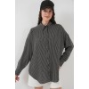 Çizgili Oversize Gömlek 20295 - Siyah - 150621 Çizgili Oversize Gömlek 20295 - Siyah - 150621