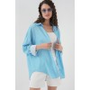 Çizgili Oversize Gömlek 20295 - Mavi - 150622 Çizgili Oversize Gömlek 20295 - Mavi - 150622