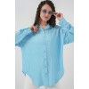 Çizgili Oversize Gömlek 20295 - Mavi - 150622 Çizgili Oversize Gömlek 20295 - Mavi - 150622