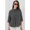 Çizgili Oversize Kısa Kol Gömlek 20296 - Siyah - 150625 Çizgili Oversize Kısa Kol Gömlek 20296 - Siyah - 150625