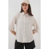 Çizgili Oversize Kısa Kol Gömlek 20296 - Krem - 150627 Çizgili Oversize Kısa Kol Gömlek 20296 - Krem - 150627