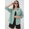 Çizgili Oversize Kısa Kol Gömlek 20296 - Mint - 150630 Çizgili Oversize Kısa Kol Gömlek 20296 - Mint - 150630