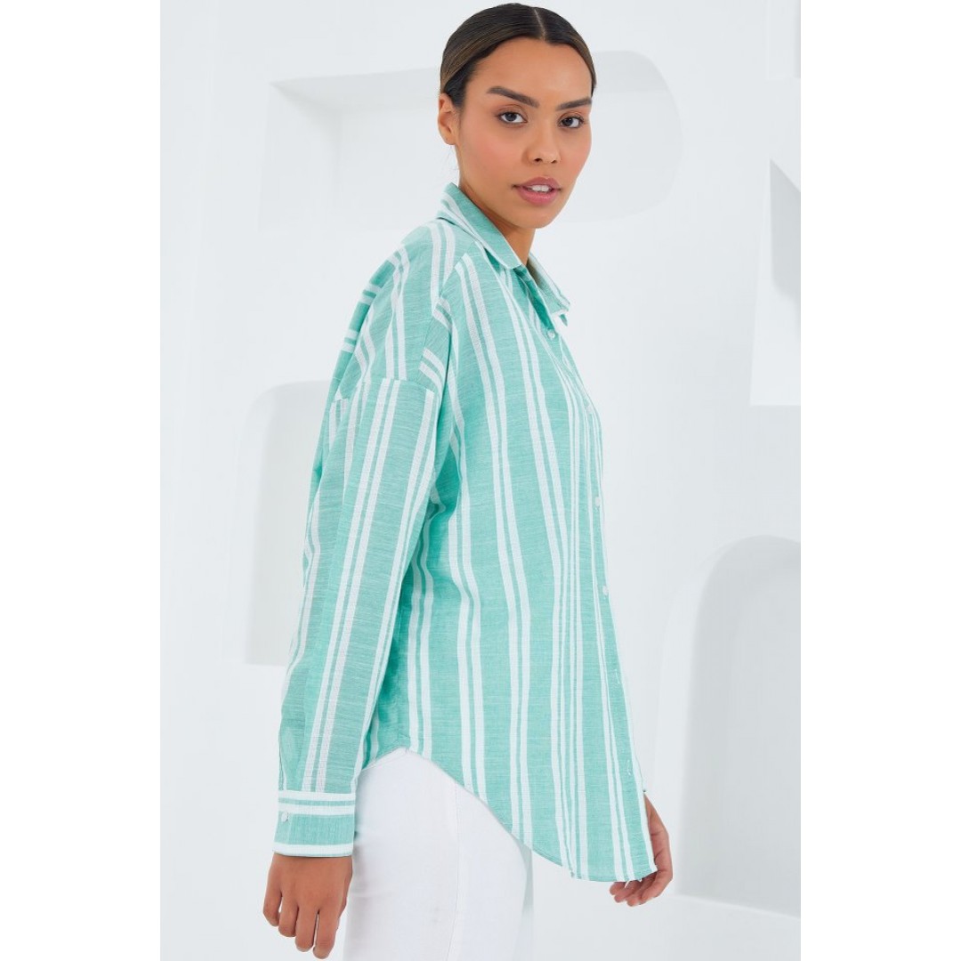 Mint Yeşili Beyaz Çizgili Oversize Keten Gömlek 20251 150861 Mint Yeşili Beyaz Çizgili Oversize Keten Gömlek 20251 150861