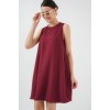 2444 Mini Keten Elbise - Bordo 153748 2444 Mini Keten Elbise - Bordo 153748