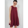 2444 Mini Keten Elbise - Bordo 153748 2444 Mini Keten Elbise - Bordo 153748