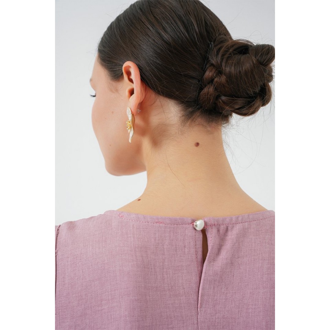 2444 Mini Keten Elbise - Pembe 153750 2444 Mini Keten Elbise - Pembe 153750