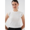 Sıfır Kol Taşlı Bluz 931 - Beyaz 153924 Sıfır Kol Taşlı Bluz 931 - Beyaz 153924