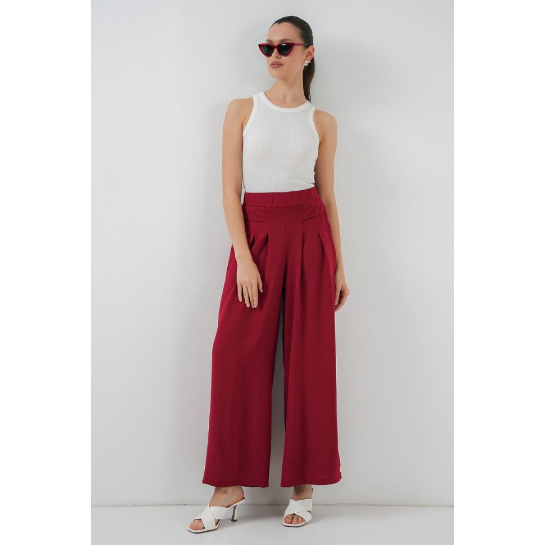 Geniş Paça Pileli Pantolon 6718 - Kırmızı 154135 Geniş Paça Pileli Pantolon 6718 - Kırmızı 154135