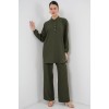6678 Keten Tunik Pantolon İkili Takım - Haki 154330 6678 Keten Tunik Pantolon İkili Takım - Haki 154330