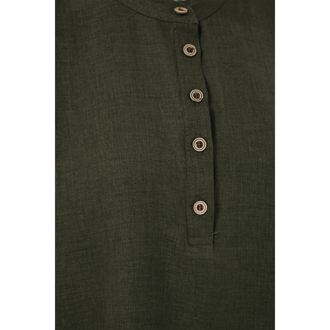 6678 Keten Tunik Pantolon İkili Takım - Haki 154330 6678 Keten Tunik Pantolon İkili Takım - Haki 154330