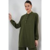 6678 Keten Tunik Pantolon İkili Takım - Haki 154330 6678 Keten Tunik Pantolon İkili Takım - Haki 154330