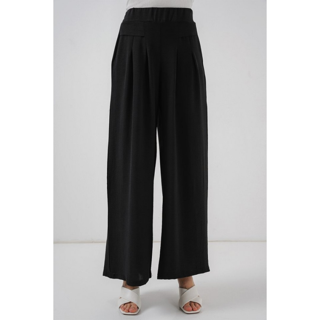 Geniş Paça Pileli Pantolon 6718 - Siyah 154743