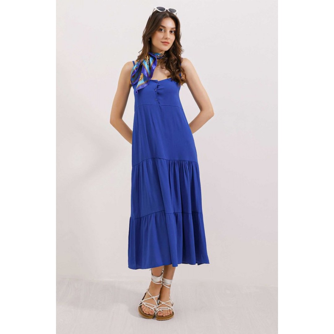 2403 Askılı Midi Elbise - Saks 155530 2403 Askılı Midi Elbise - Saks 155530