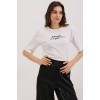 0472 Baskılı Oversize Örme Tişört - Beyaz 155531