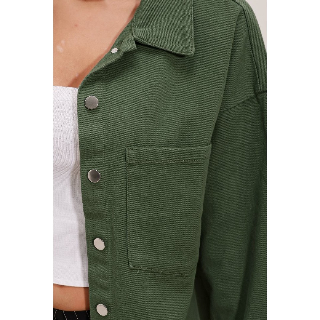 20192 Oversize Gabardin Gömlek Ceket - Haki 156270 20192 Oversize Gabardin Gömlek Ceket - Haki 156270