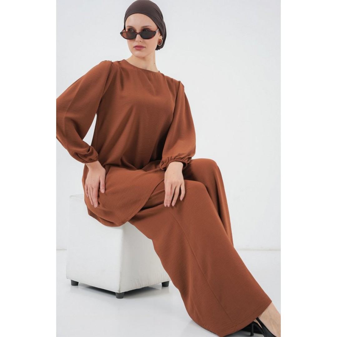 Ayrobin Tunik Pantolon Alt Üst Takım 6712 - Sütlü Kahve