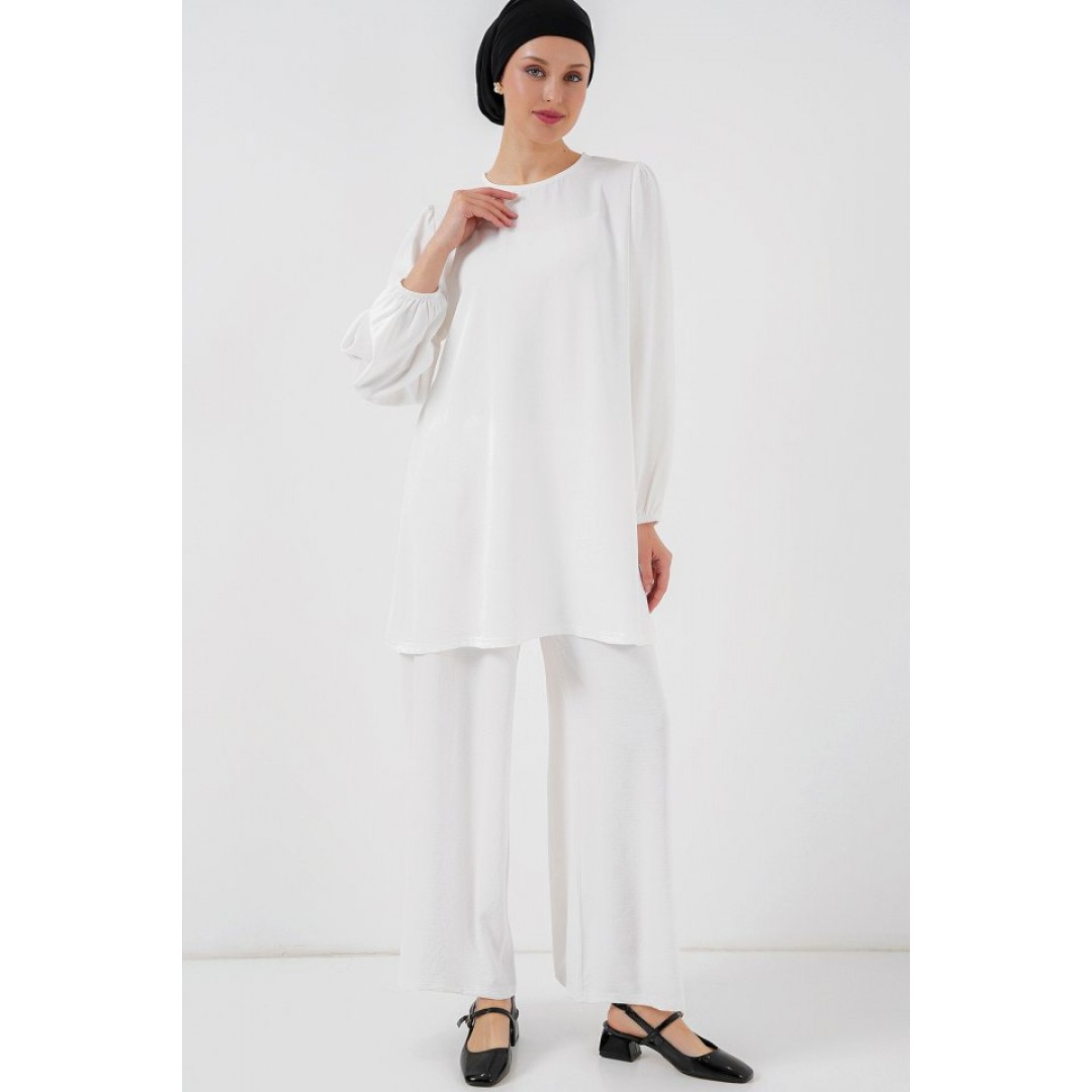 Ayrobin Tunik Pantolon Alt Üst Takım 6712 - Beyaz