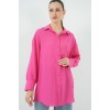 Çizgili Uzun Gömlek Tunik 5963 - Fuşya - 156632