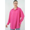 Çizgili Uzun Gömlek Tunik 5963 - Fuşya - 156632