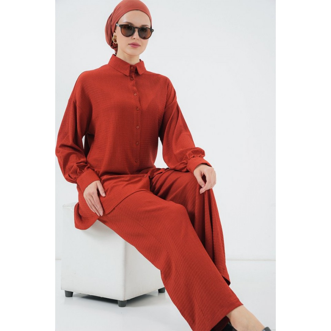 Örme Tesettür Alt Üst Takım 6711 - Kiremit - 156638 Örme Tesettür Alt Üst Takım 6711 - Kiremit - 156638
