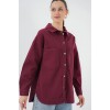 20192 Oversize Gabardin Gömlek Ceket - Bordo 156774 20192 Oversize Gabardin Gömlek Ceket - Bordo 156774