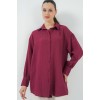 Çizgili Uzun Gömlek Tunik 5963 - Bordo 156776 Çizgili Uzun Gömlek Tunik 5963 - Bordo 156776