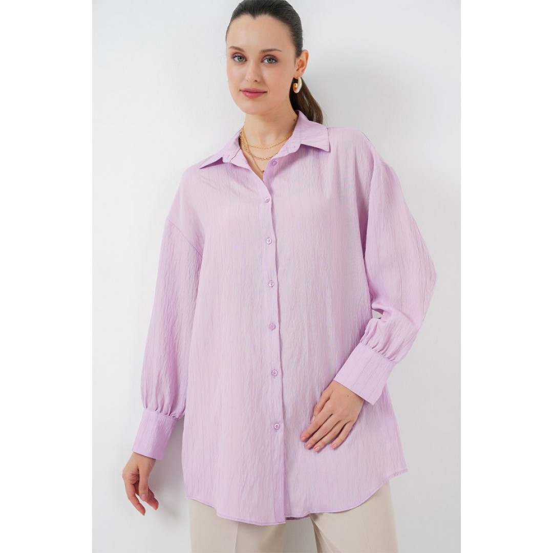 Çizgili Uzun Gömlek Tunik 5963 - Lila - 156780