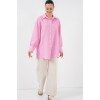 Çizgili Uzun Gömlek Tunik 5963 - Pembe - 156782