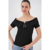 Kurdele Detaylı Örme Bluz 949 - Siyah 156783 Kurdele Detaylı Örme Bluz 949 - Siyah 156783