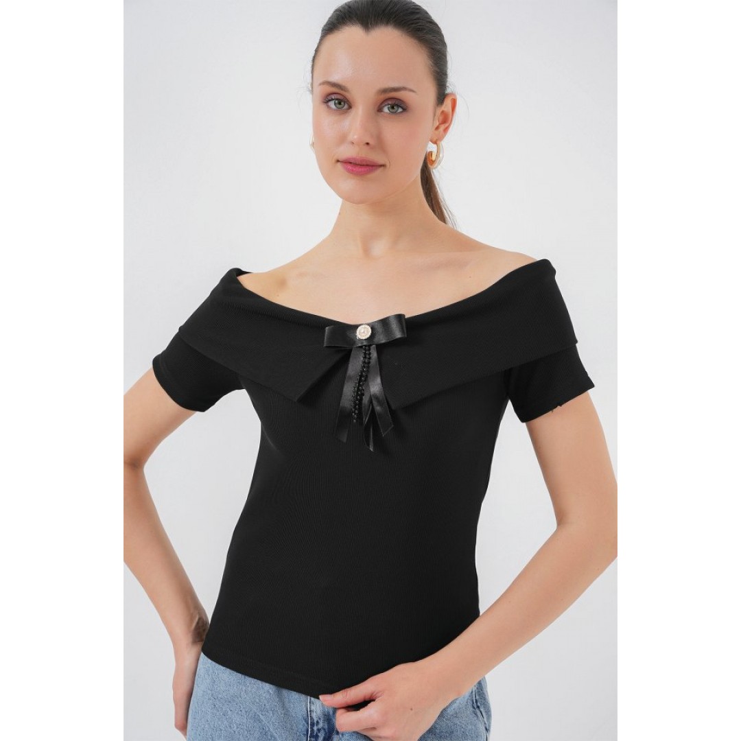 Kurdele Detaylı Örme Bluz 949 - Siyah 156783 Kurdele Detaylı Örme Bluz 949 - Siyah 156783