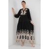 2423 Otantik Desenli Tesettür Elbise - Siyah 6 157048 2423 Otantik Desenli Tesettür Elbise - Siyah 6 157048